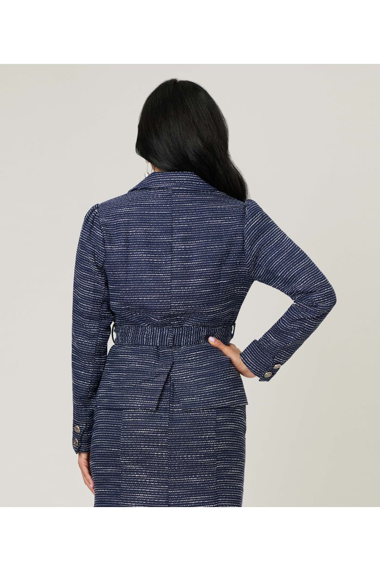 1940s Tweed Belted Jacket, Alternate, color, Navy & White Tweed