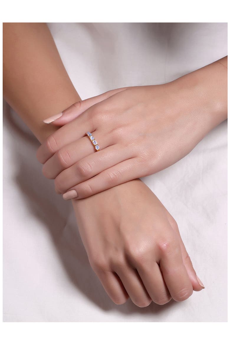 Rainbow Moonstone Band Ring, Alternate, color, BLUE
