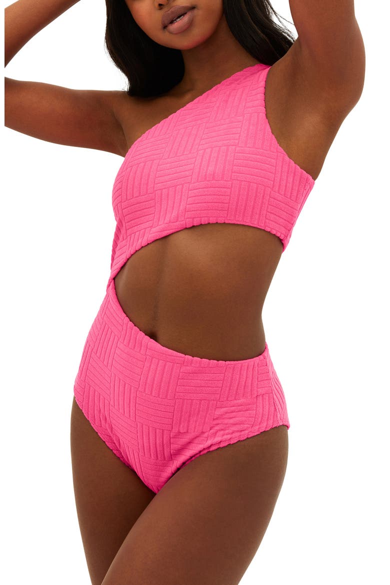 Celine Cutout One-Shoulder One-Piece Swimsuit, Alternate, color, STRAWBERRY MOON