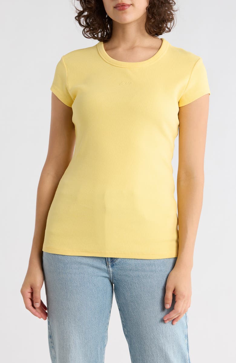 BOSS Orange Cutout Cap Sleeve T-Shirt, Main, color, Bright Yellow