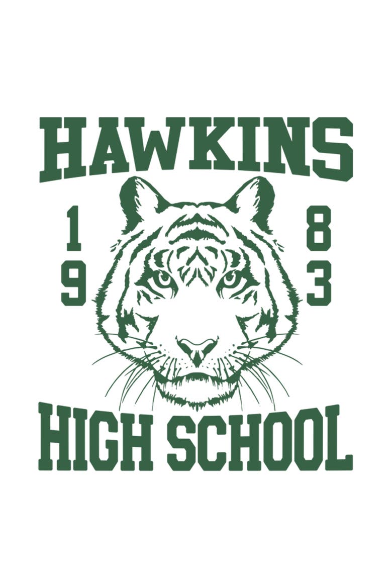Men's Stranger Things Hawkins High School Tiger 1983  Graphic T-Shirt, Alternate, color, White