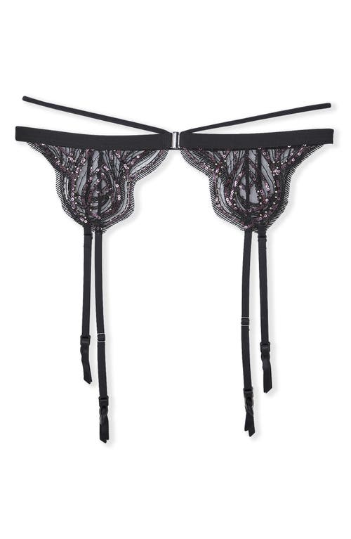Etam Whisper Of Desire Porte Jarr Embroidered Rhinestone Garter Belt In Black