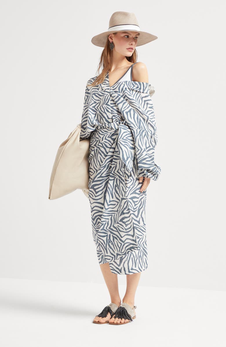 Brunello Cucinelli Print chemisier dress, Alternate, color, 