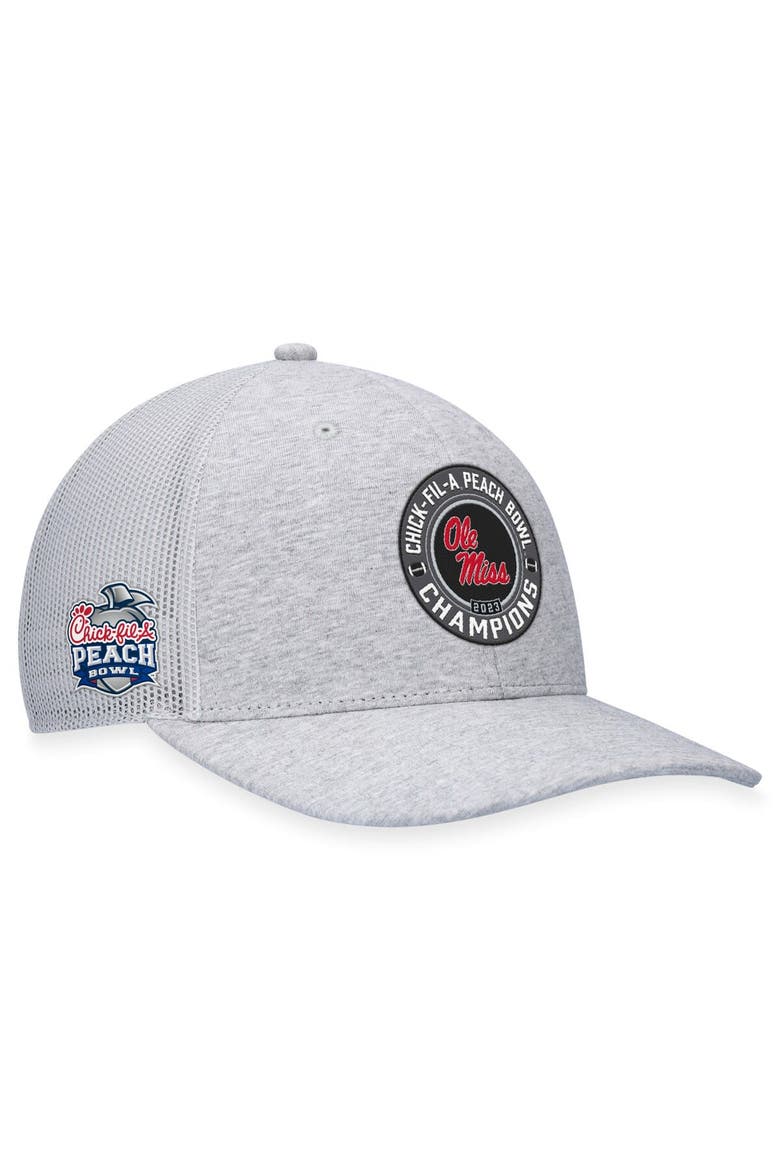 Men's Top of the World  Heather Gray Ole Miss Rebels 2023 Peach Bowl Champions Trucker Adjustable Hat, Main, color, Heather Gray
