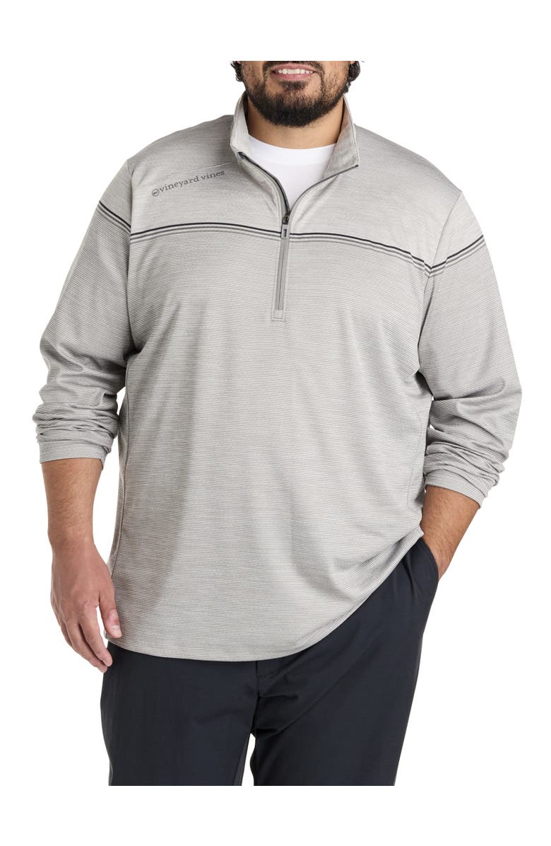vineyard vines Big & Tall Sankaty Stripe 1/4-Zip Pullover, Main, color, Ultimate Gray