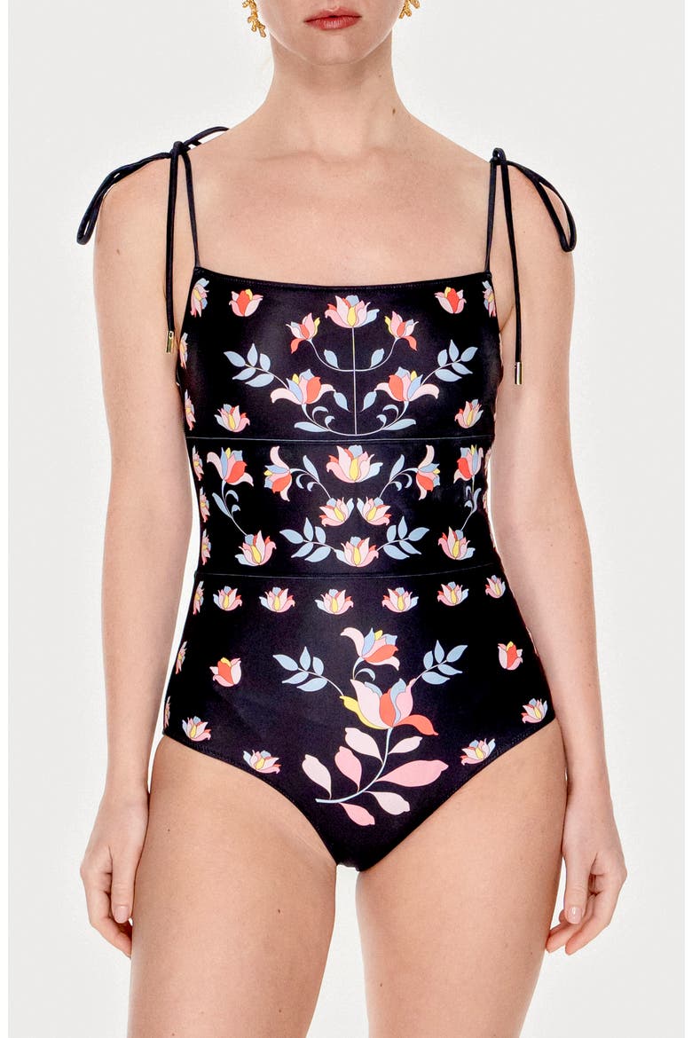 Midnight Garden Reversible One-Piece Swimsuit, Main, color, Black