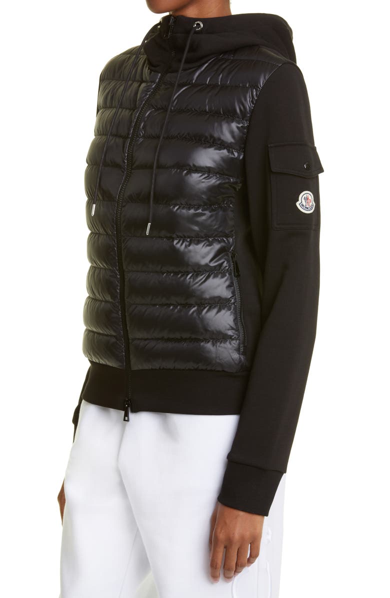 Moncler Hooded Mixed Media Puffer Jacket, Alternate, color, 