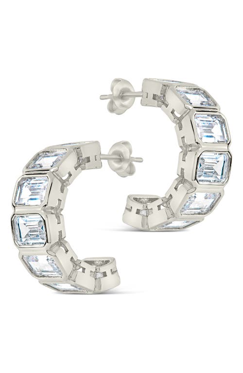 Sterling Forever Nyssa Baguette Cubic Zirconia Hoop Earrings In Multi