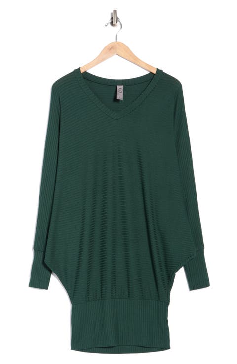 V-Neck Dolman Tunic Sweater