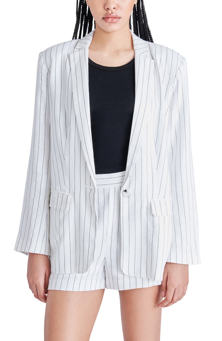 Steve Madden Jessa Pinstripe Blazer, Main, color, 