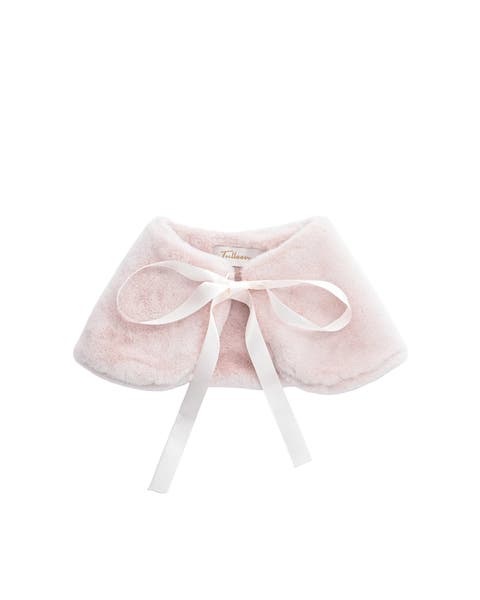 Ribbon-Tie Faux Fur Collar