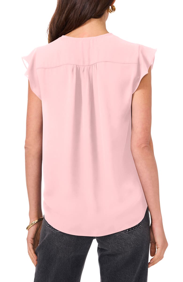 Vince Camuto V-Neck Flutter Sleeve Satin Top, Alternate, color, Faded Rose