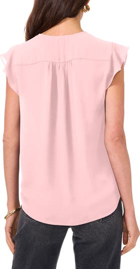 売れ筋商品|||ヴィンスカムート カットソー トップス レディース Women's Satin Flutter-Sleeve V-Neck Top Firecly Fuchsia Vince Camuto Women's Printed V-Neck 3/4-Flutter Sleeve