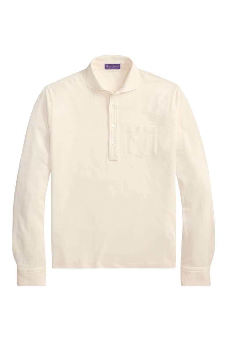 Garment Wash Long Sleeve Cotton Polo, Alternate, color, CREAM