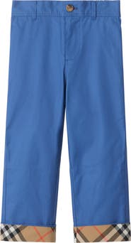 Burberry Check Turn-up Cotton Trousers