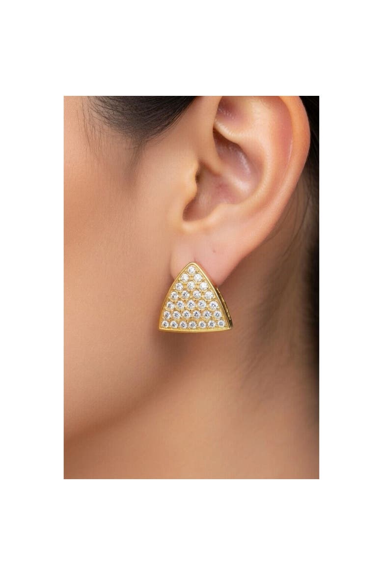 Luna Waterproof Dainty Triangle Zircon Pave Stud, Alternate, color, GOLD