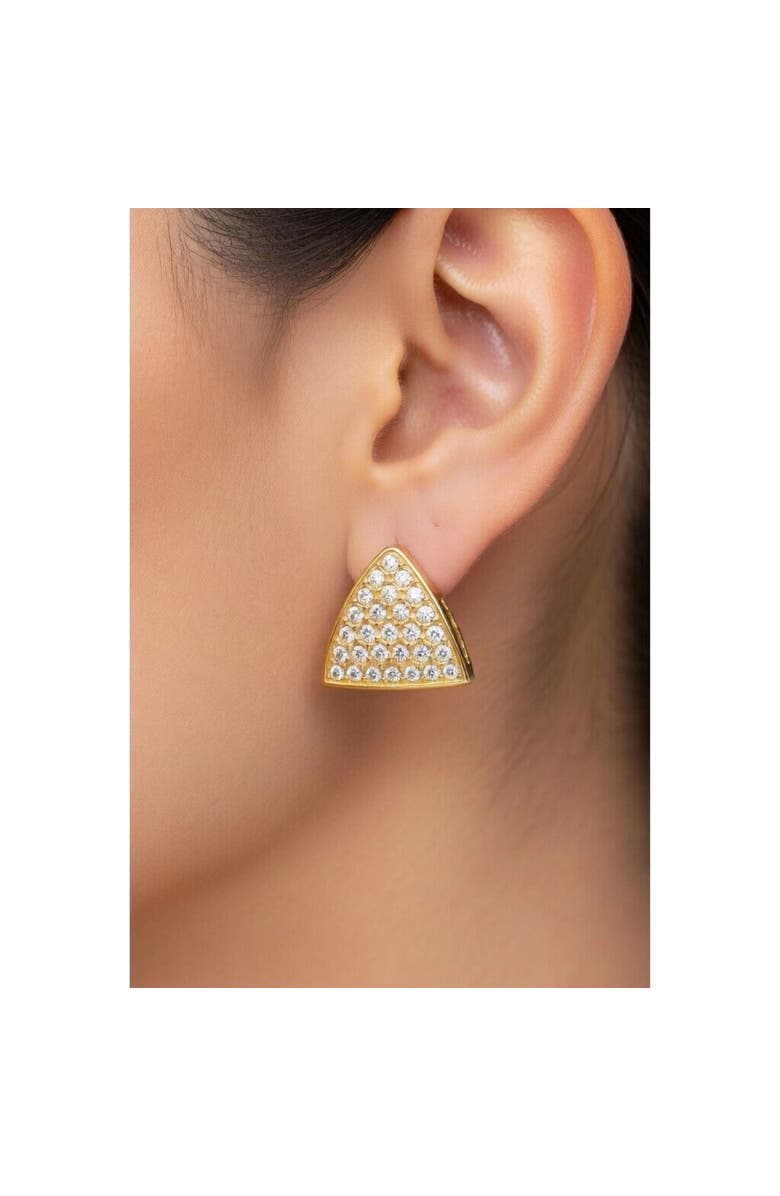 AKALIA Luna Waterproof Dainty Triangle Zircon Pave Stud, Alternate, color, Gold