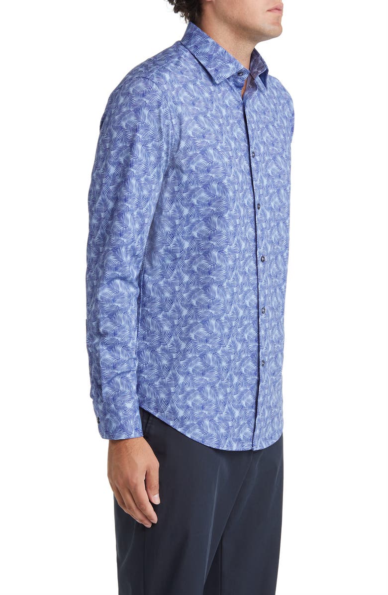 Bugatchi James OoohCotton<sup>®</sup> Leaf Print Button-Up Shirt, Alternate, color, 