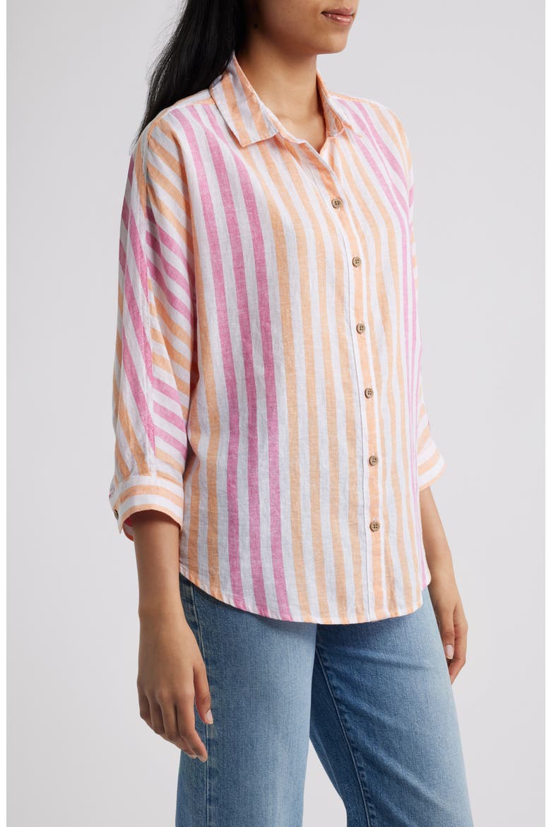Wesley Linen & Cotton Shirt, Alternate, color, PINK TANGERINE