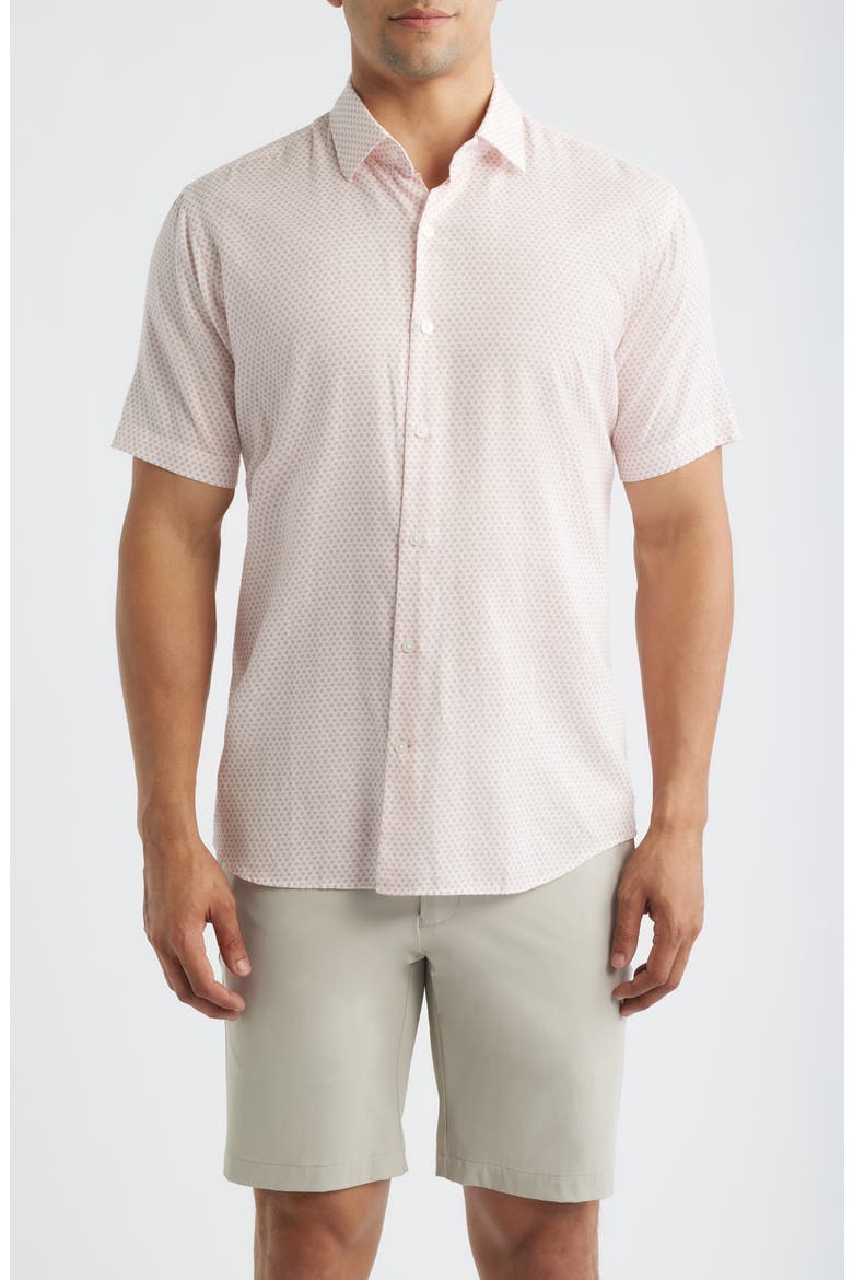 Tamarama Medallion Print Short Sleeve Cotton & Lyocell Button-Up Shirt, Main, color, VENETIAN PINK