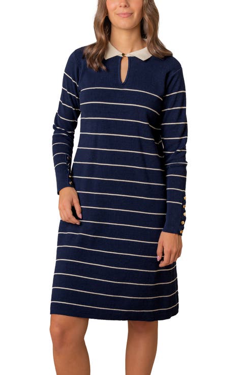 Organic Long Sleeve Collared Sweater Dress