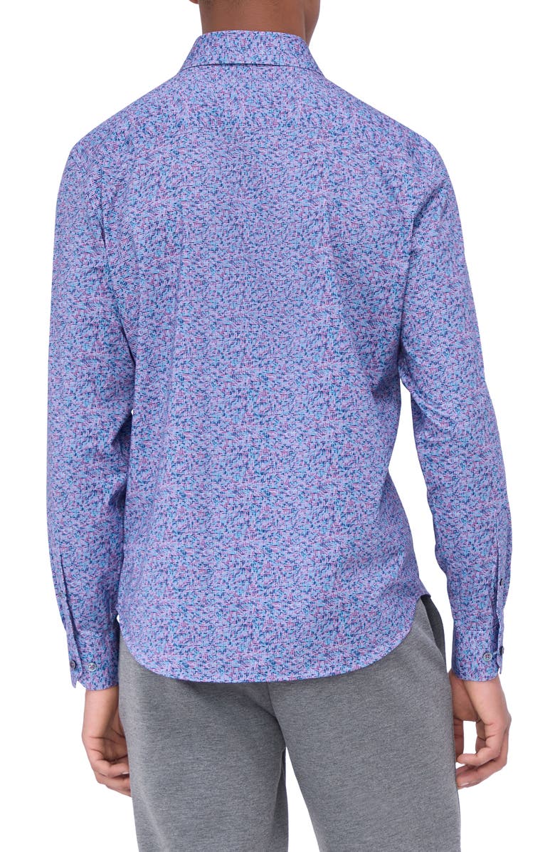 Bugatchi James OoohCotton<sup>®</sup> Leaf Print Button-Up Shirt, Alternate, color, Plum