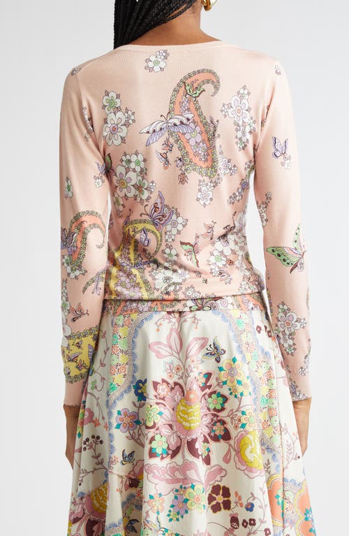Etro Flower Medallion Pink Lucky Charm Long-sleeve Top In Stampa F.do Rosa