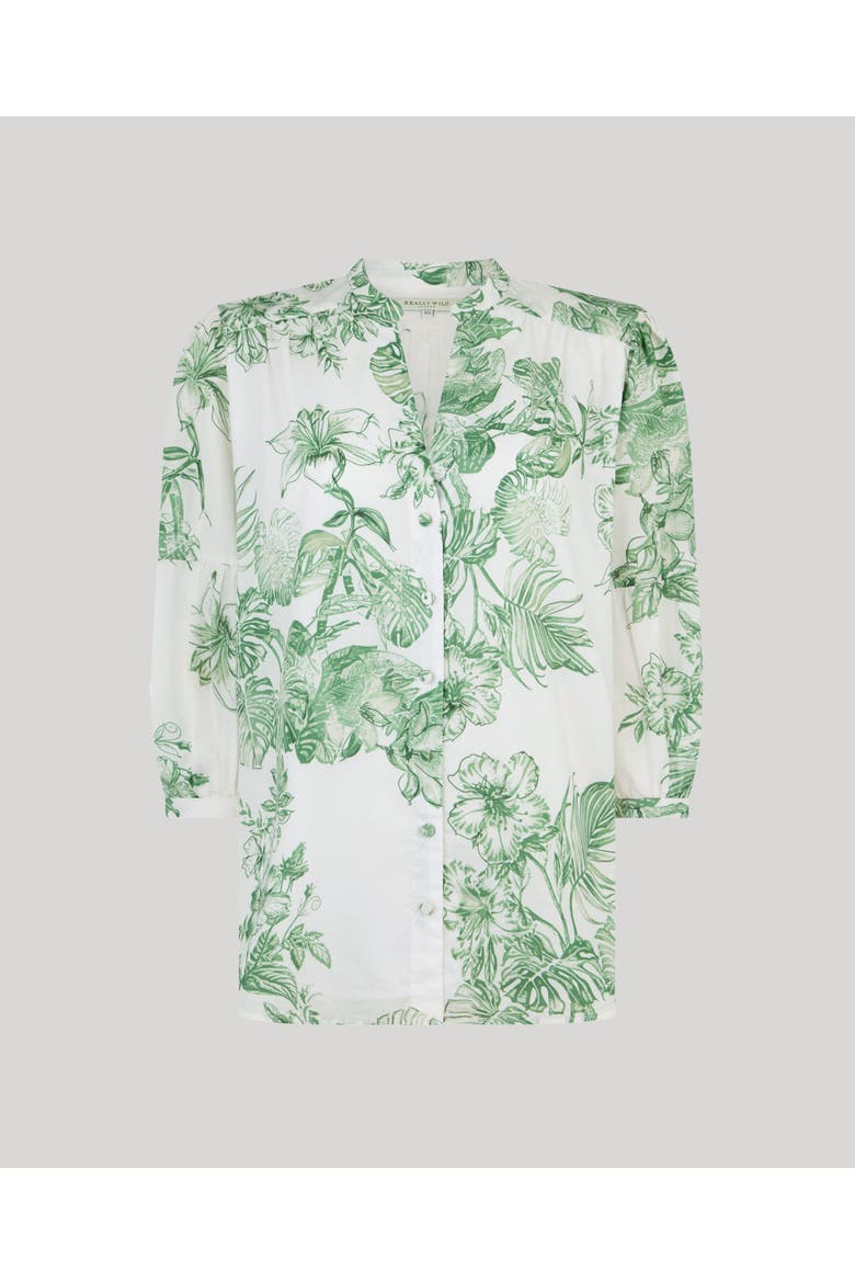 Flora Cotton Blouse, Main, color, Tropical Green Floral