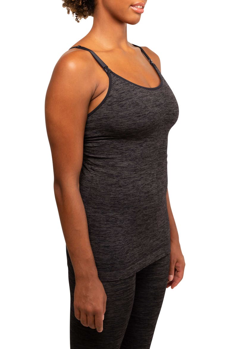 Seamless Maternity/Nursing Yoga Tank, Alternate, color, CHARCOAL MELANGE