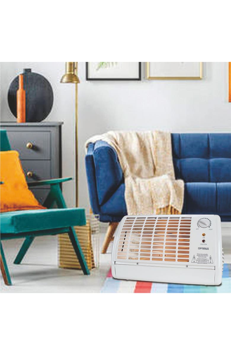 Optimus Portable Fan Forced Radiant Heater with Thermostat, Alternate, color, White