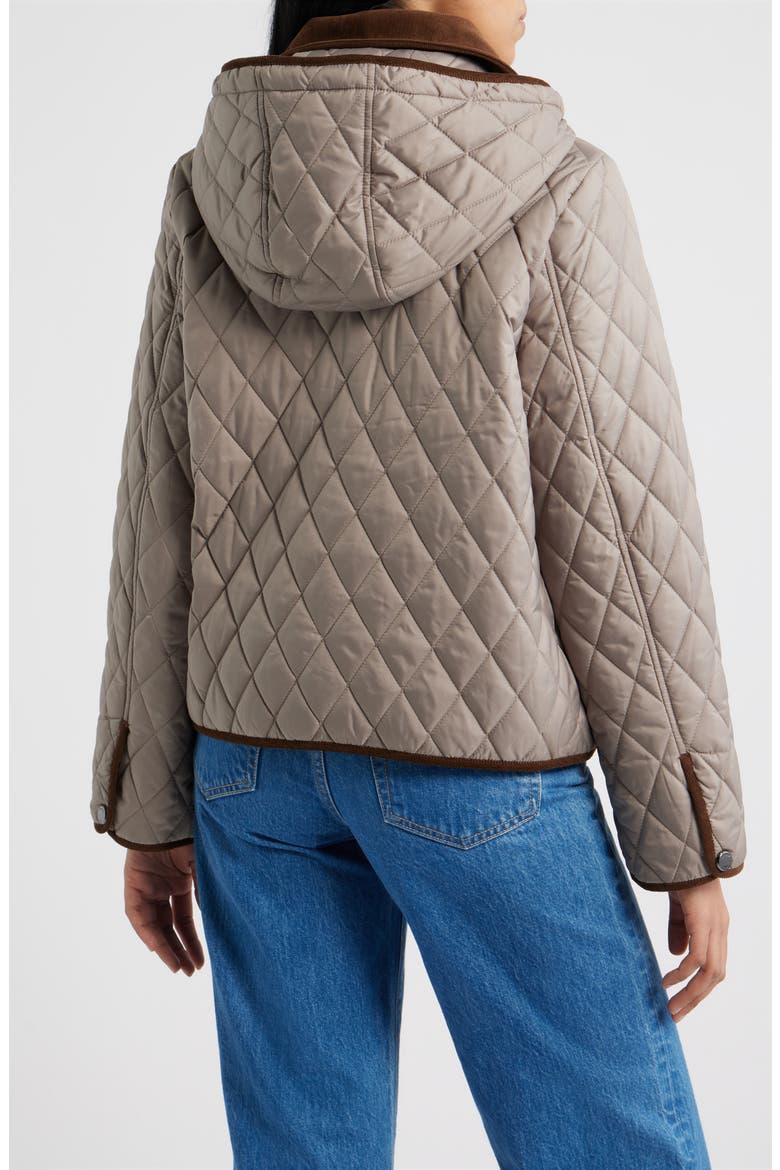 Water Resistant Corduroy Trim Quilted Coat, Alternate, color, KHAKI