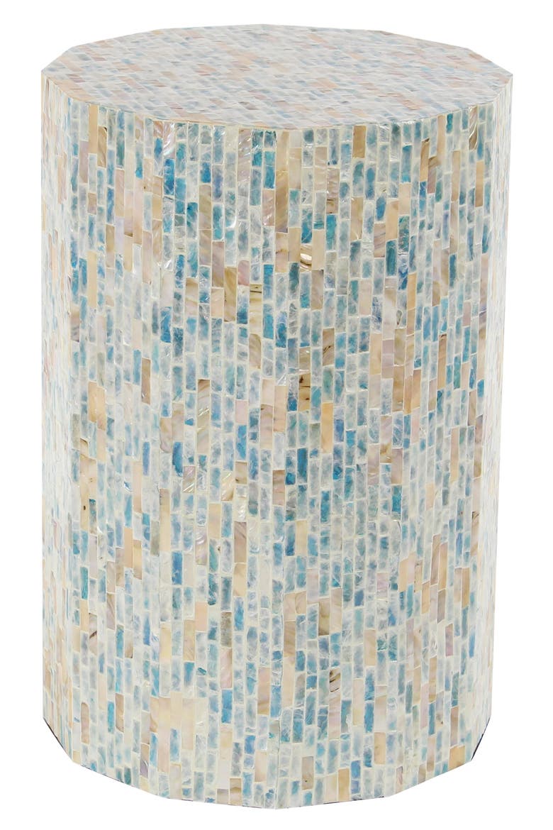 Blue Mother of Pearl Contemporary Accent Table, Alternate, color, BLUE