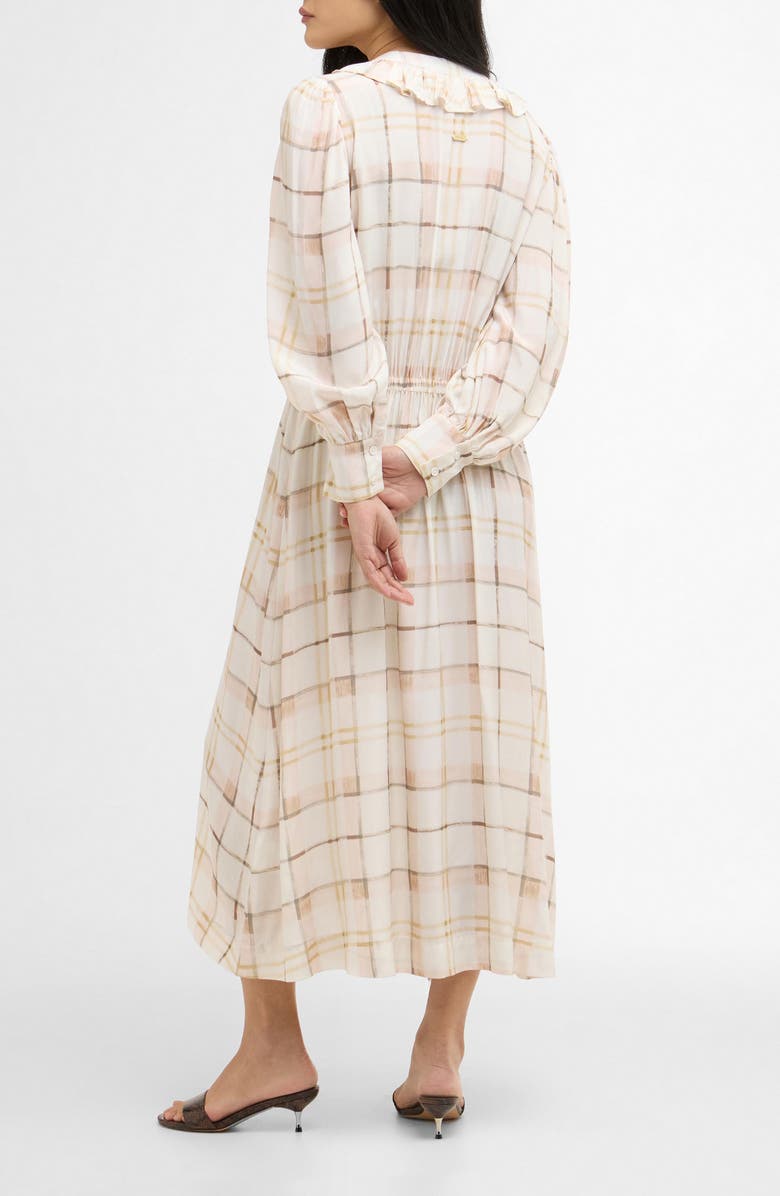 Barbour Asker Windowpane Plaid Long Sleeve Dress, Alternate, color, Silver Peony Painted Check