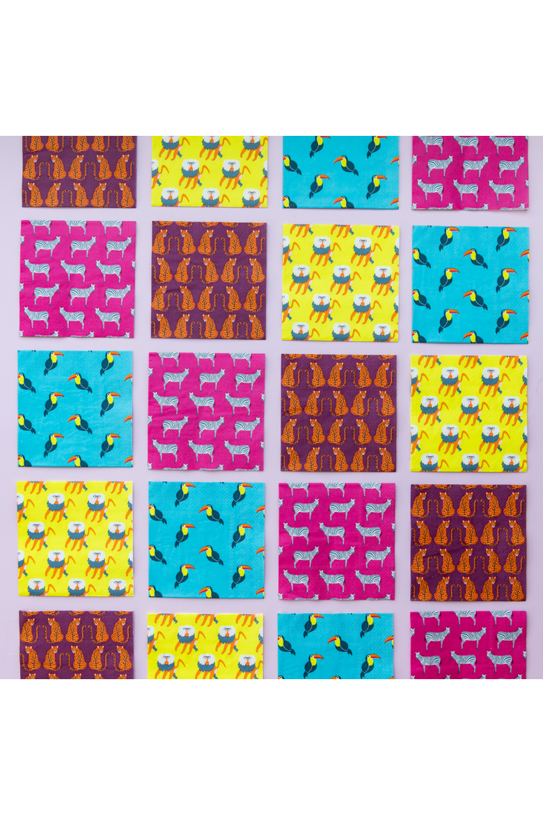 Jungle Animals  Cocktail Napkins, Alternate, color, Assorted Pre-Pack