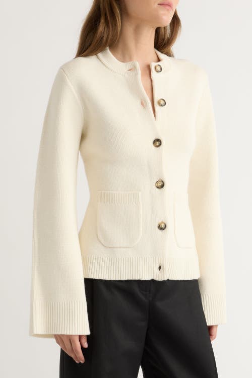 Modern Citizen Eames Cotton Wool Button Cardigan In White