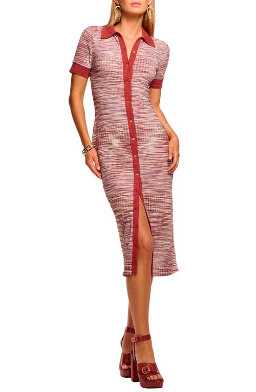 Ramy Brook Elijah Ribbed Knit Short Sleeve Midi Dress In Multi