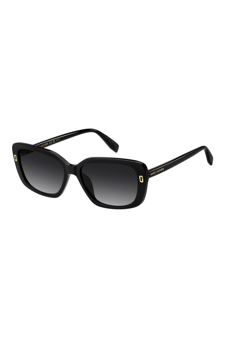 57mm Gradient Rectangular Sunglasses, Alternate, color, BLACK/ DARK GREY SF
