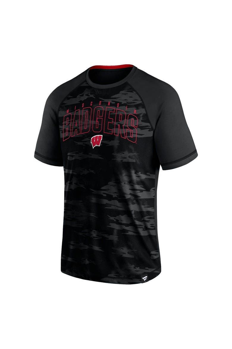 Men's Fanatics Branded Black Wisconsin Badgers Arch Outline Raglan T-Shirt, Alternate, color, Black