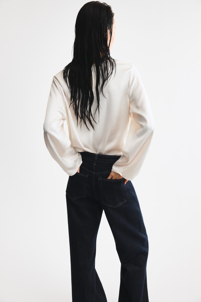 Cowl-neck Satin Blouse, Alternate, color, Ivory