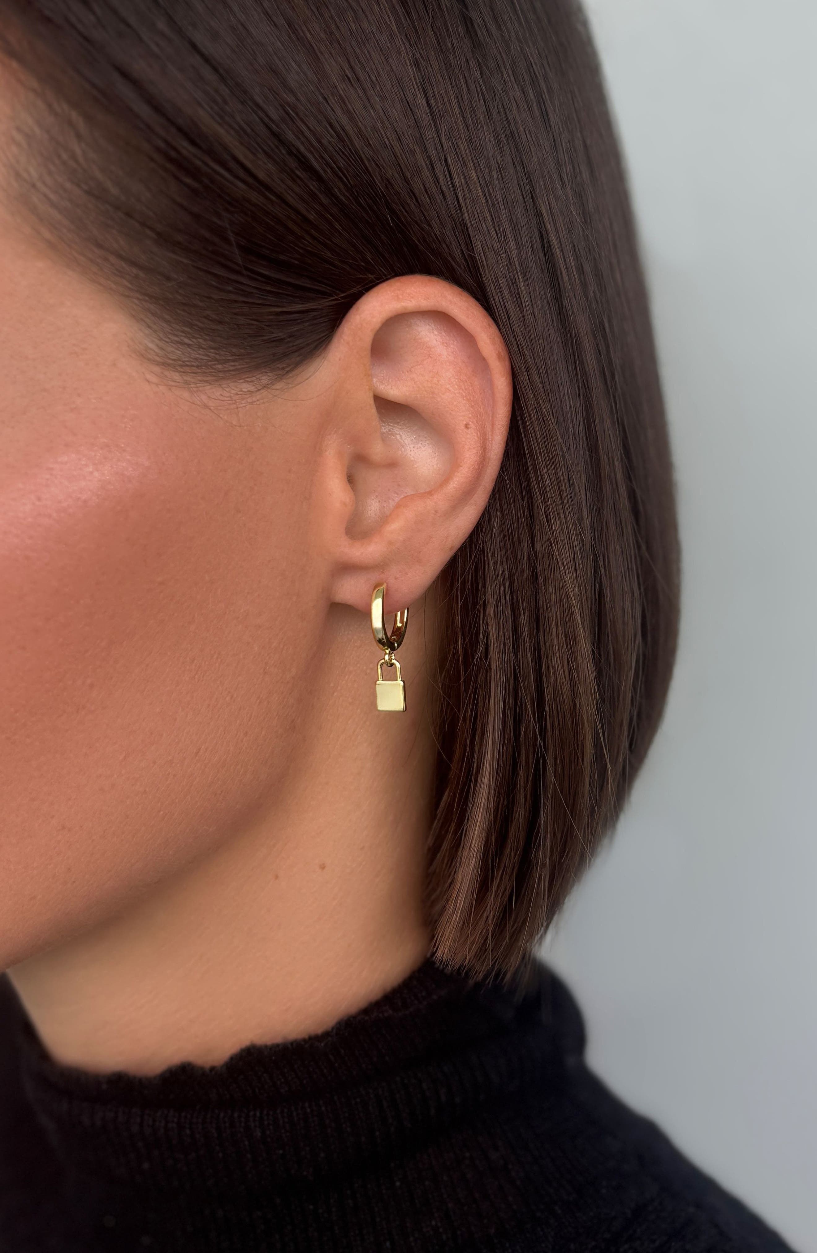 Adornia Lock and Key Huggie Hoop Earrings (Women) | Nordstromrack