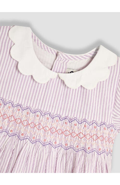 Jojo Maman Bébé Jojo Maman Bebe Floral Embroidered Seersucker Smocked Bodice Dress & Bloomers In Lilac