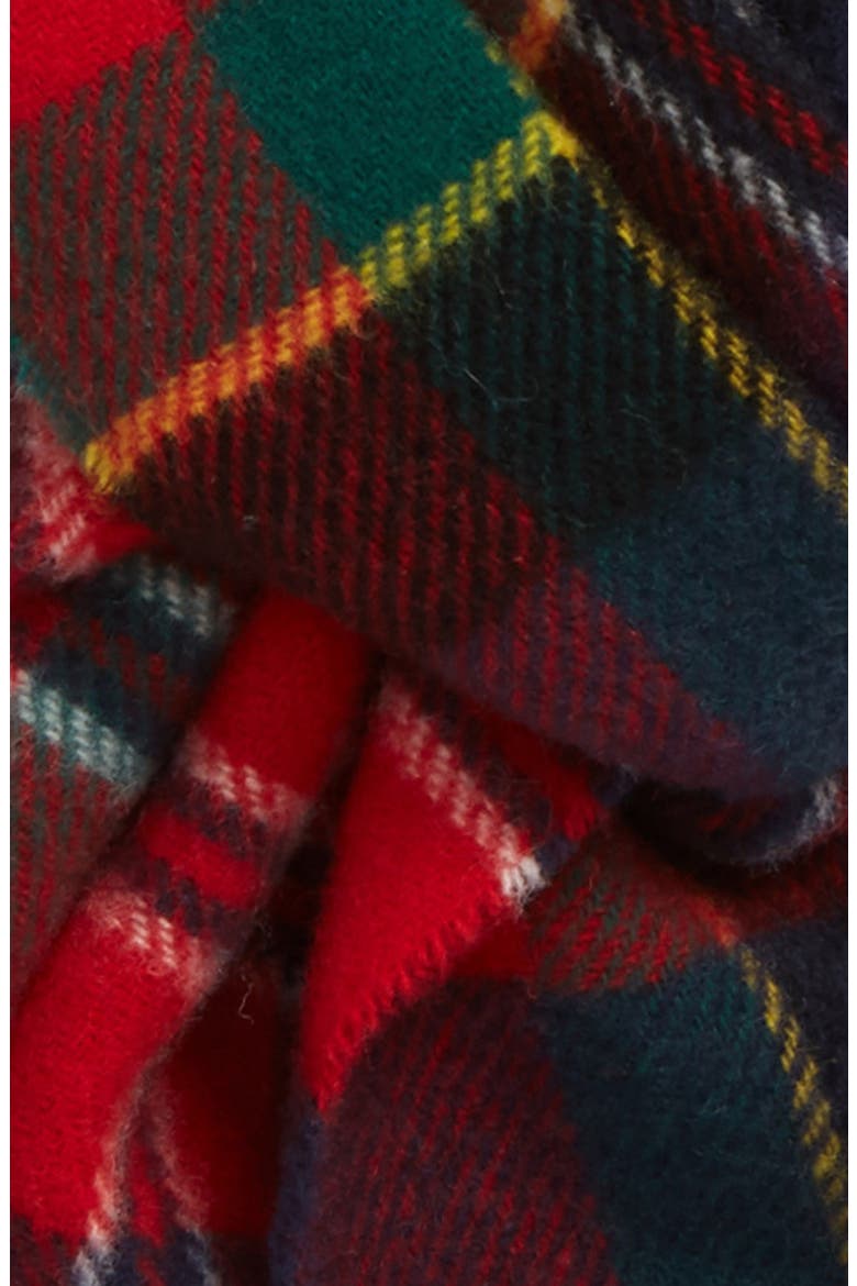 Embroidered Bear Tartan Wool Scarf, Alternate, color, RED TARTAN