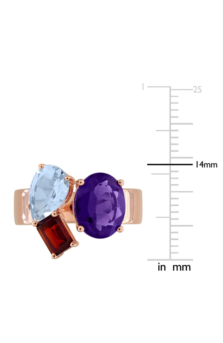 Julianna B. Gemstone 3-Stone Open Ring Rose-Plated Silver, Alternate, color, Amethyst