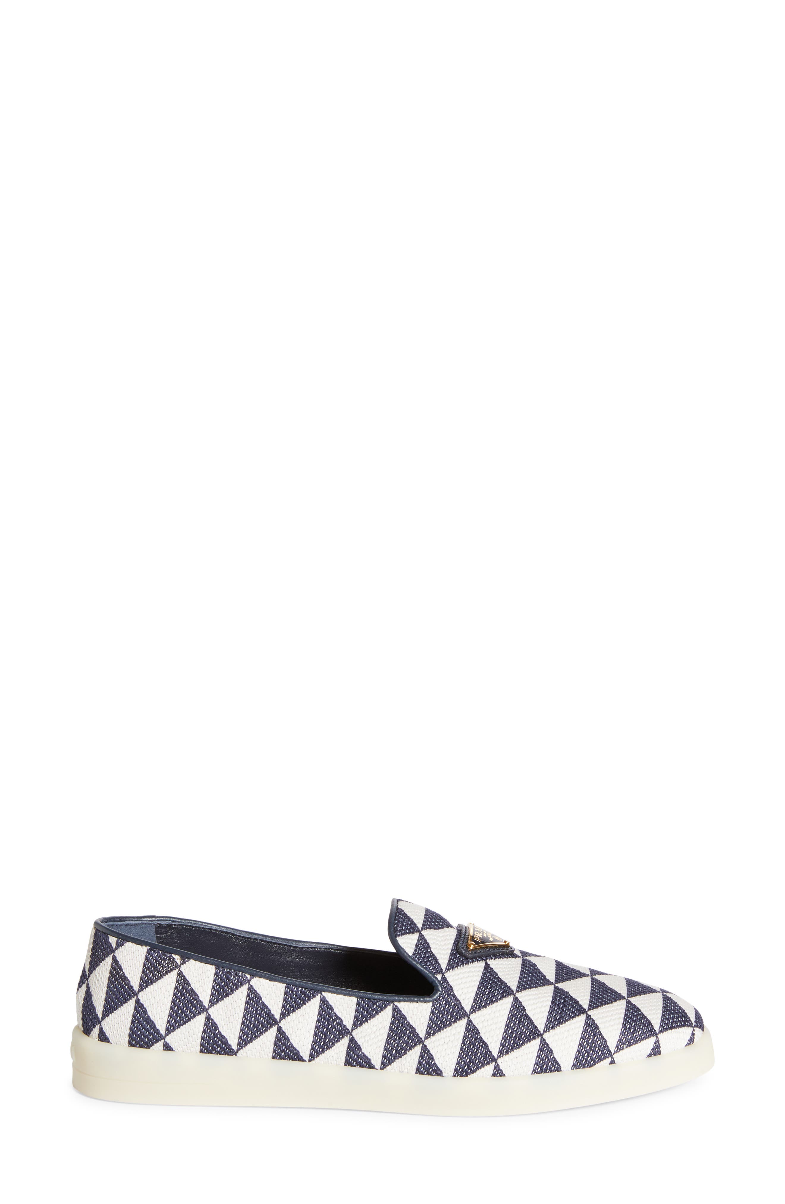 Prada Triangle Jacquard Flat, Alternate, color, 
