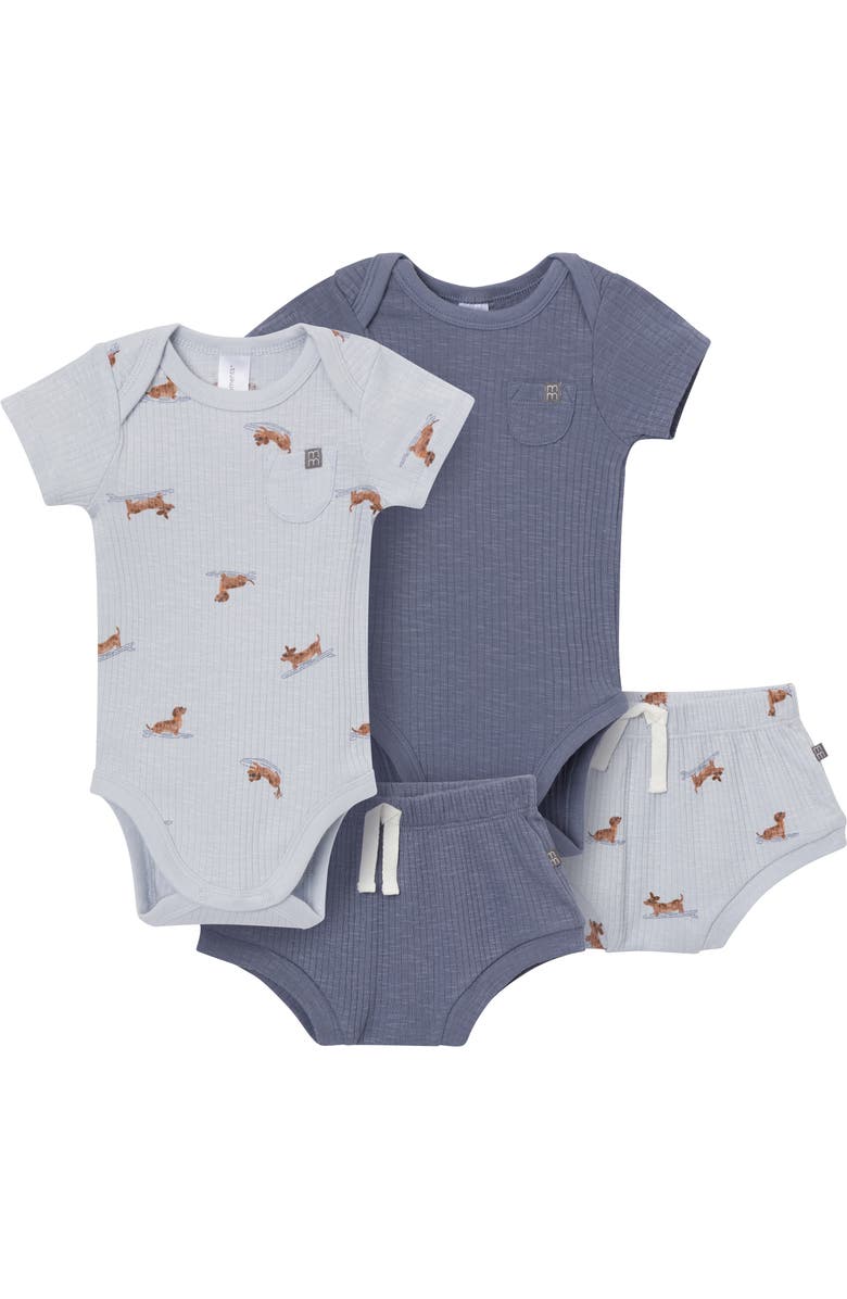 Modern Moments<sup>™</sup> by Gerber Bodysuits and Shorties Set, Main, color, Dachshund Surf
