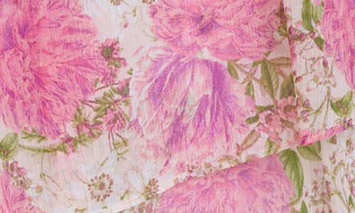 Siena Floral Long Sleeve Asymmetric Dress In Pink