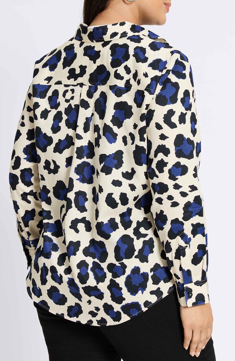 Foxcroft Charlie Leopard Print Cotton Button-Up Shirt, Alternate, color, 