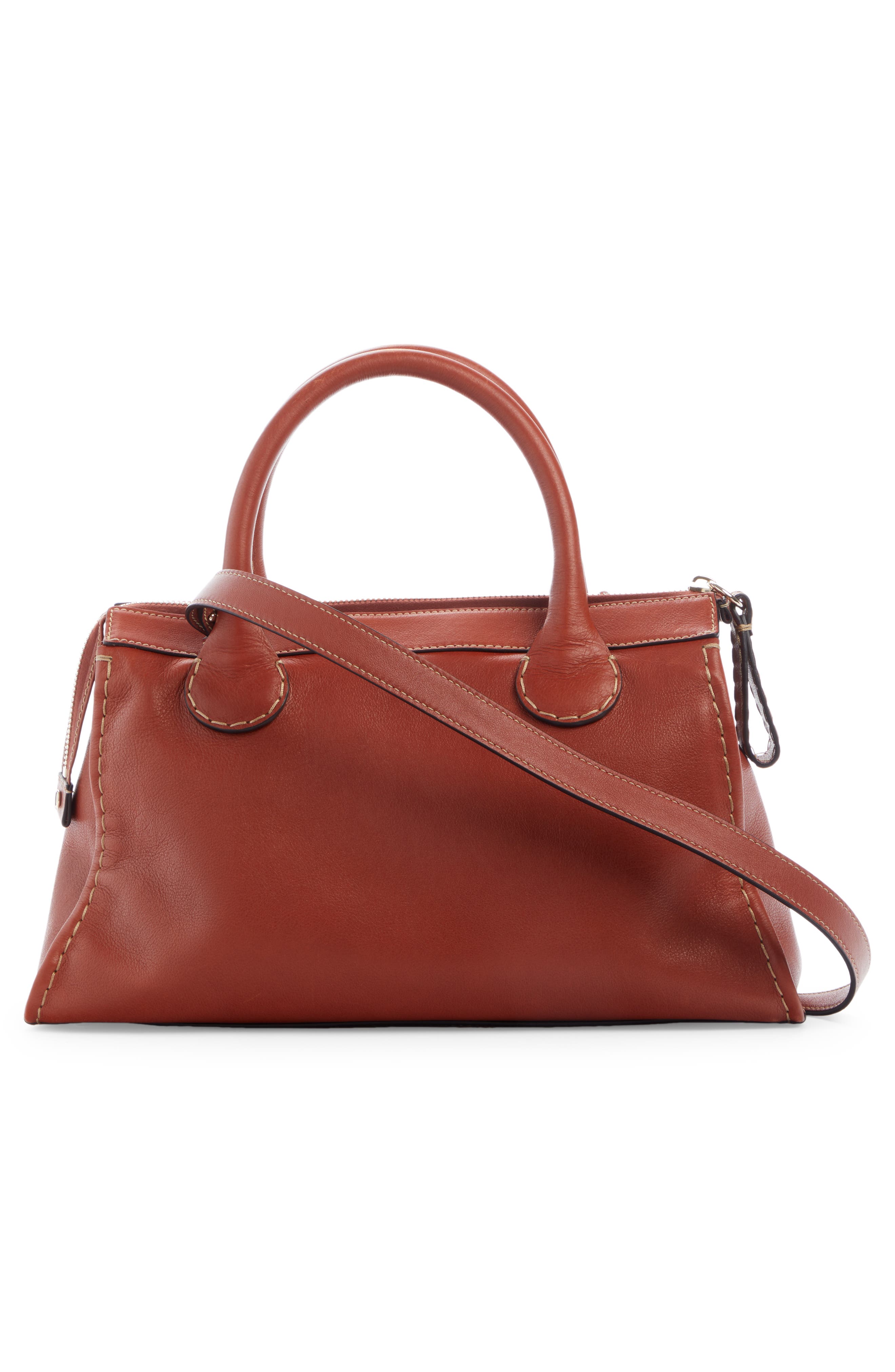 Medium Edith Leather Day Satchel, Alternate, color, SEPIA BROWN