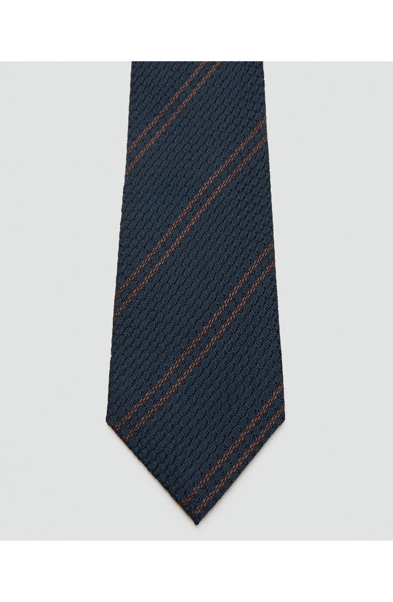 MANGO Silk Microstructure Tie, Alternate, color, Navy