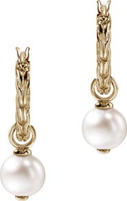 John Hardy JH Essentials Pearl Hoop Earrings, Sterling Silver, 16mm